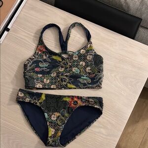 Athleta Floral Bikini Set with Cross Back
